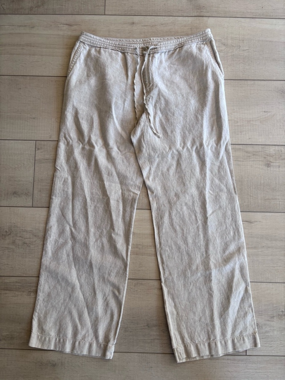 Liz Claiborne Sloane Linen Drawstring Pants in Light Beige Resortwear Size 16